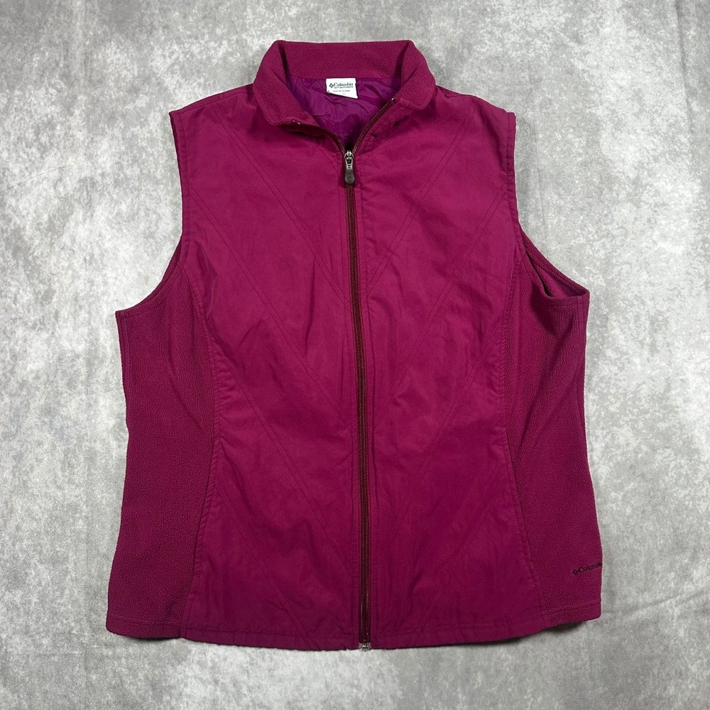 Columbia Womensโ XL Pink Full Zip Fleece Outdoor Layering Vest Gorpcore Active